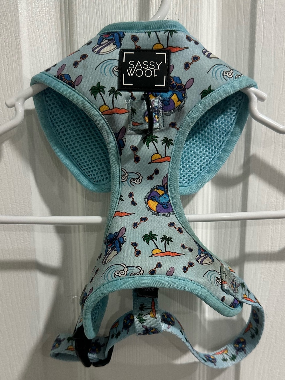 Sassy Woof Light Blue Tropical Print Dog Harness